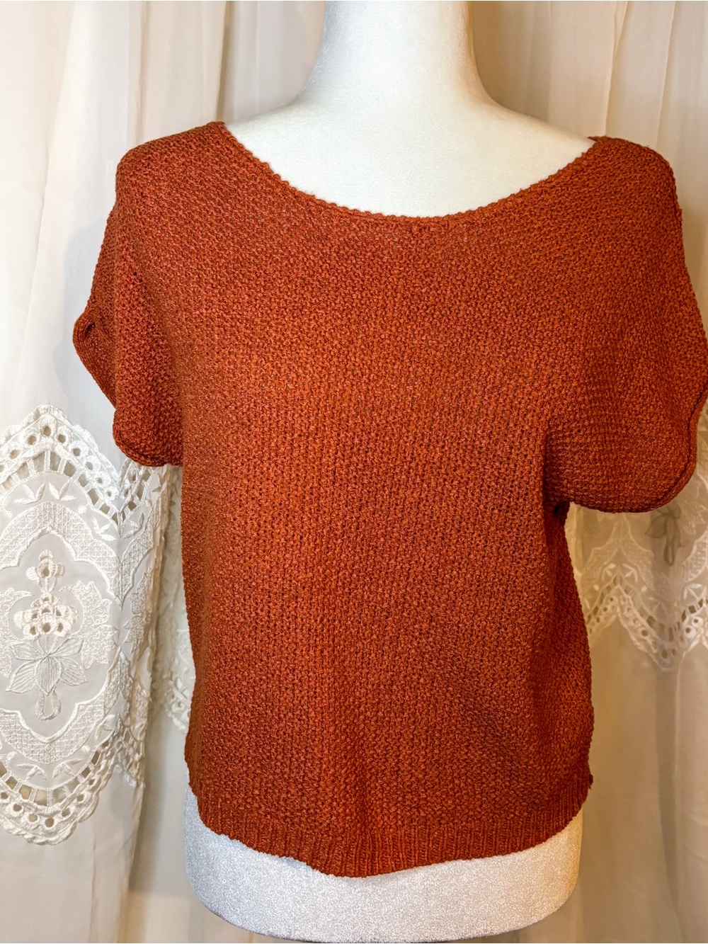 Moon & Madison Rust Textured Knit Sweater | Size Small